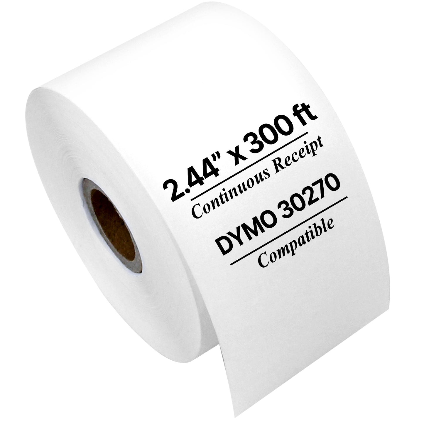 2.44 x 300ft Continuous Receipt Labels: Dymo Compatible 30270 White