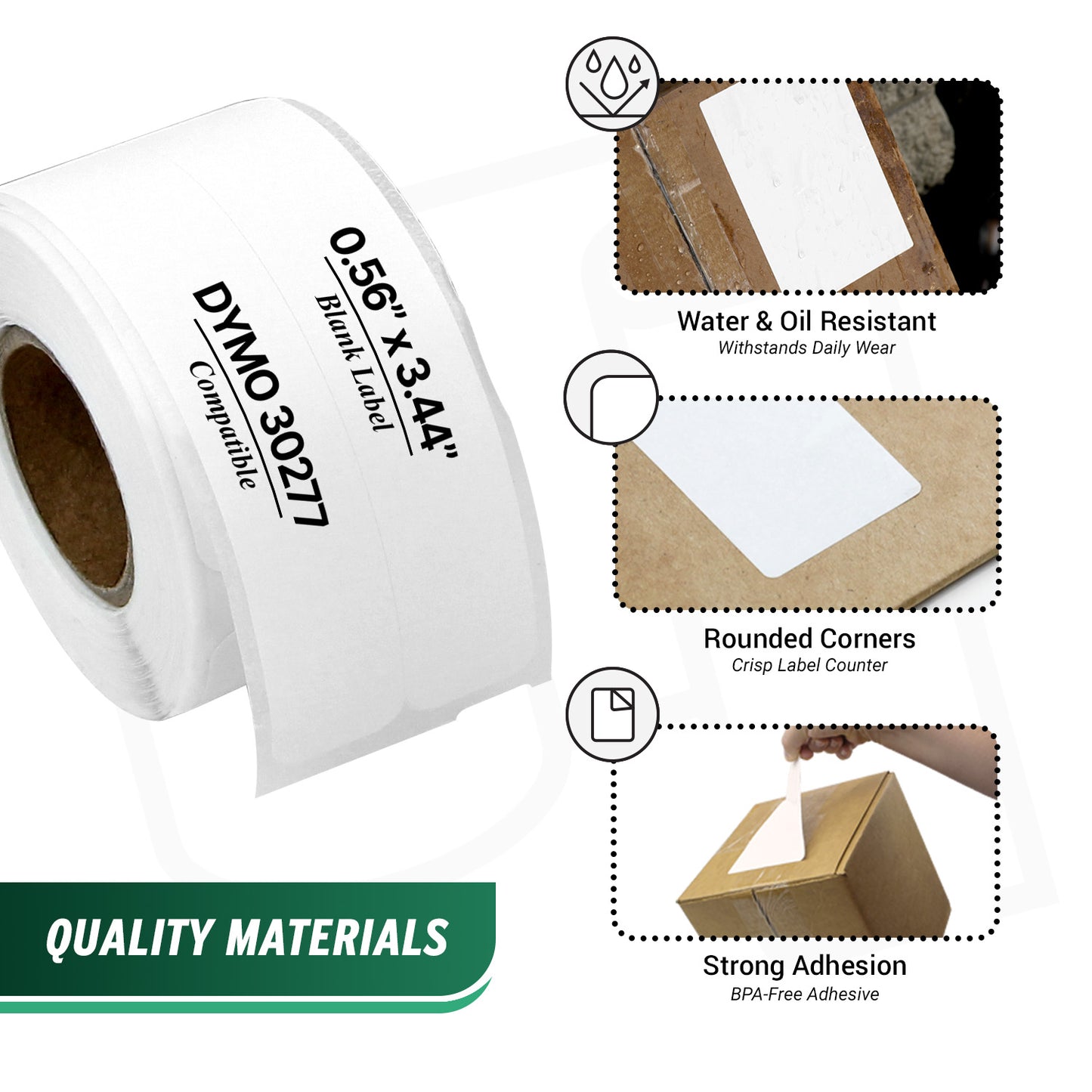 0.56 x 3.44in 2-Up File Folder Labels: Dymo Compatible 30277 White