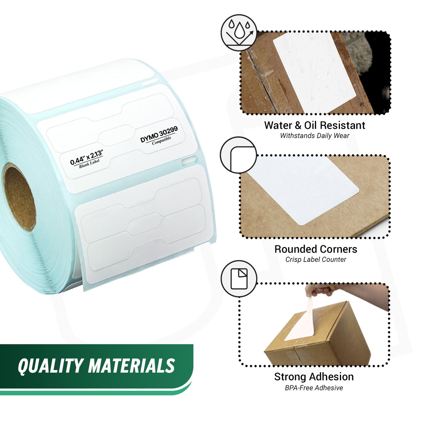 0.44 x 2.13in Jewelry Labels: Dymo Compatible 30299 Barbell Thermal Film