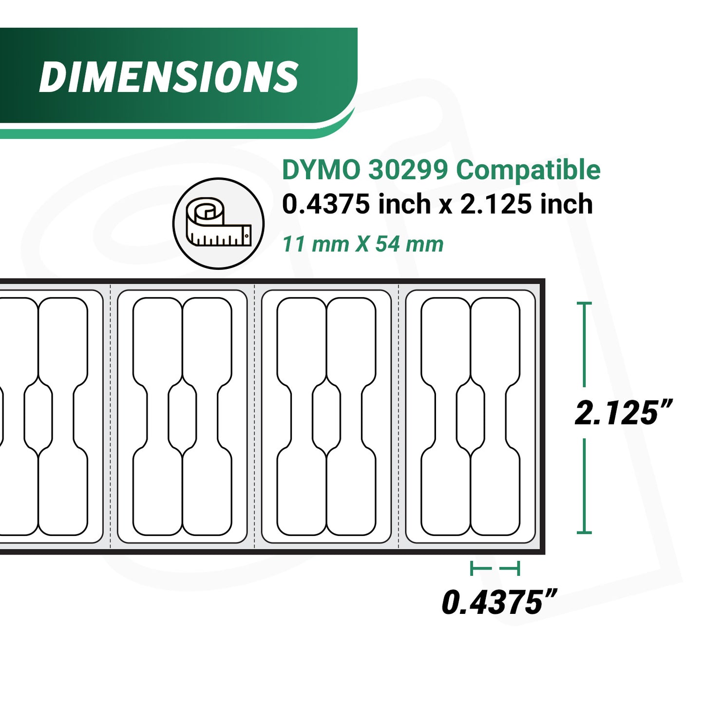 0.44 x 2.13in Jewelry Labels: Dymo Compatible 30299 Barbell Thermal Film