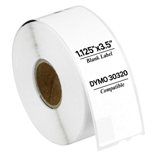 1.13 x 3.5in Address Labels: Dymo Compatible 30320 Bright White