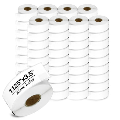 1.125 x 3.5in Blank Labels: DYMO 30572 Printer Compatible (72 Rolls)