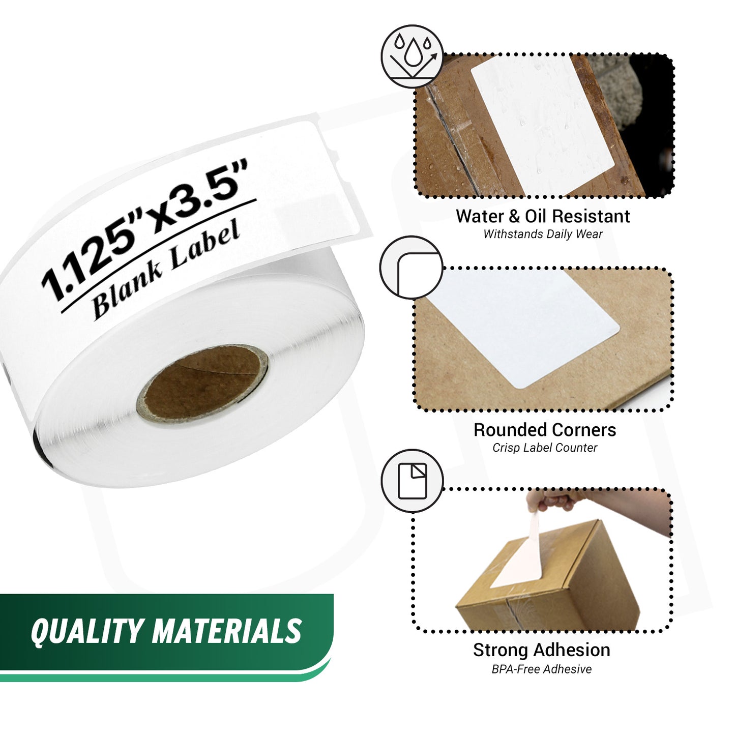 1.125 x 3.5in Blank Labels: DYMO 30572 Printer Compatible (72 Rolls)