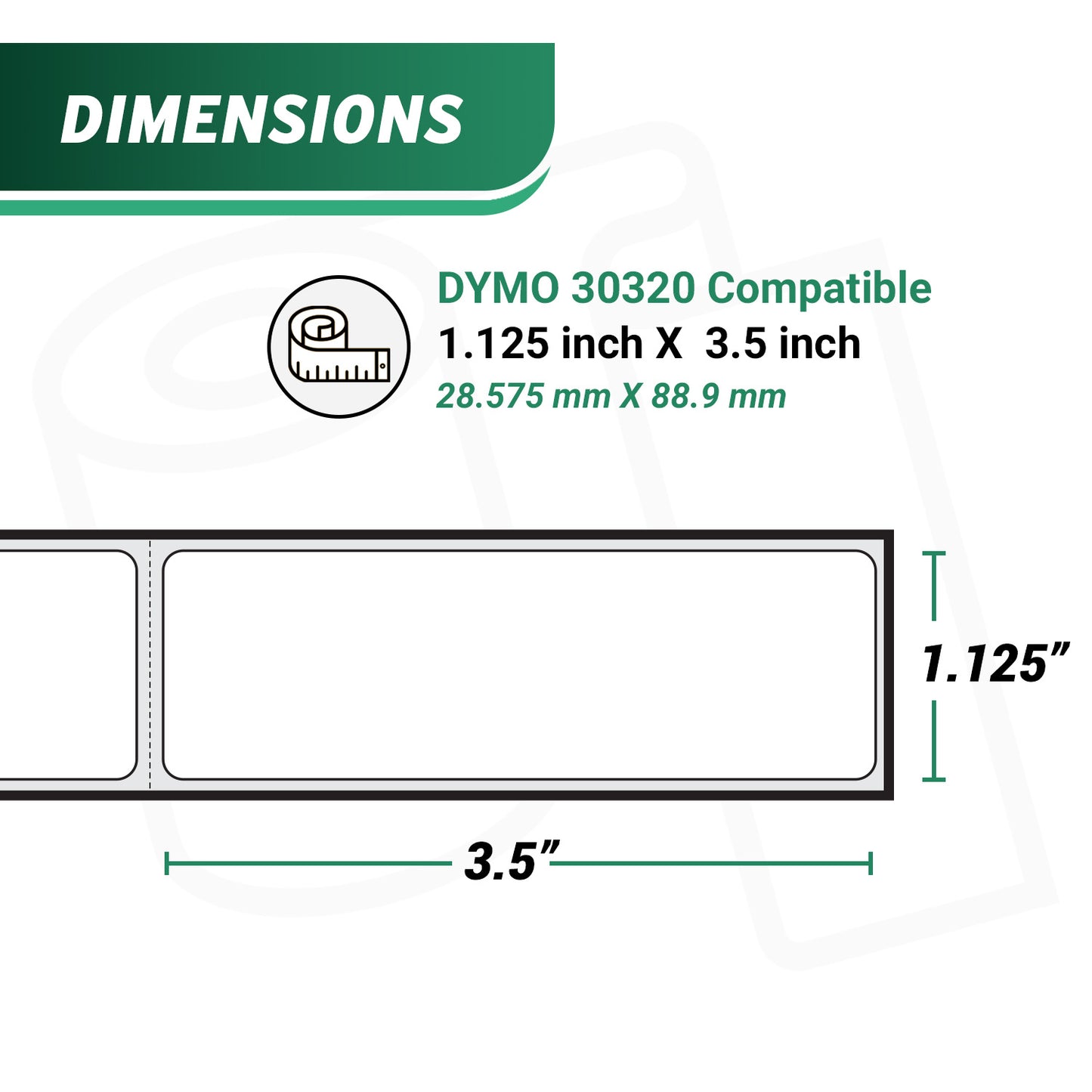 1.13 x 3.5in Address Labels: Dymo Compatible 30320 Bright White