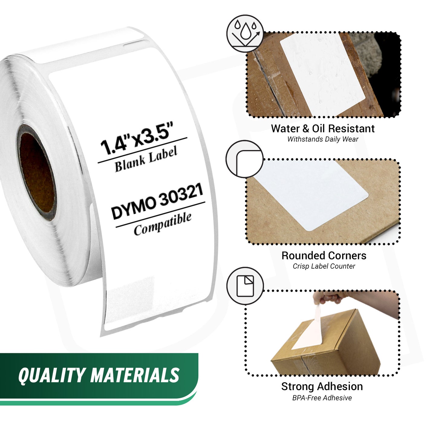1.4 x 3.5in Address Labels: Dymo Compatible 30321 Bright White