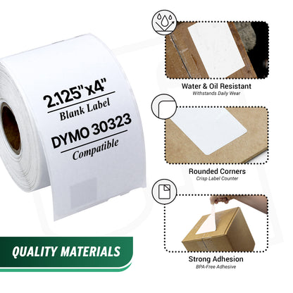 2.13 x 4in Shipping Labels: Dymo Compatible 30323 Bright White