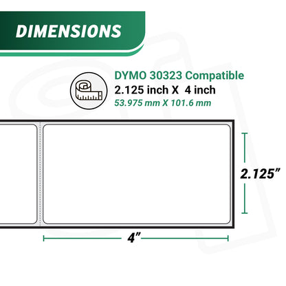 2.13 x 4in Shipping Labels: Dymo Compatible 30323 Bright White
