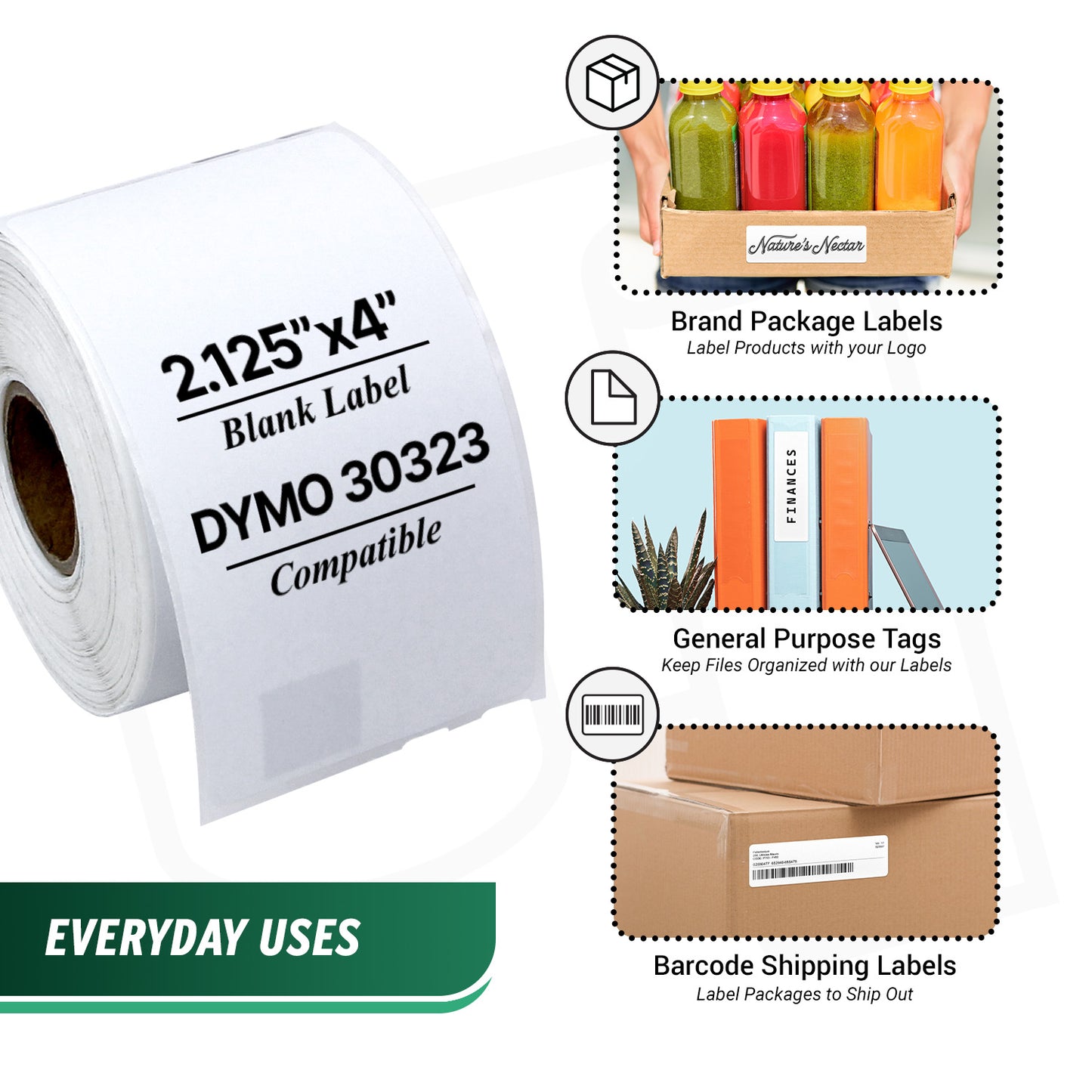2.13 x 4in Shipping Labels: Dymo Compatible 30323 Bright White
