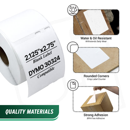 2.13 x 2.75in Veterinary Diskette Labels: Dymo Compatible 30324 / 30258 Bright White