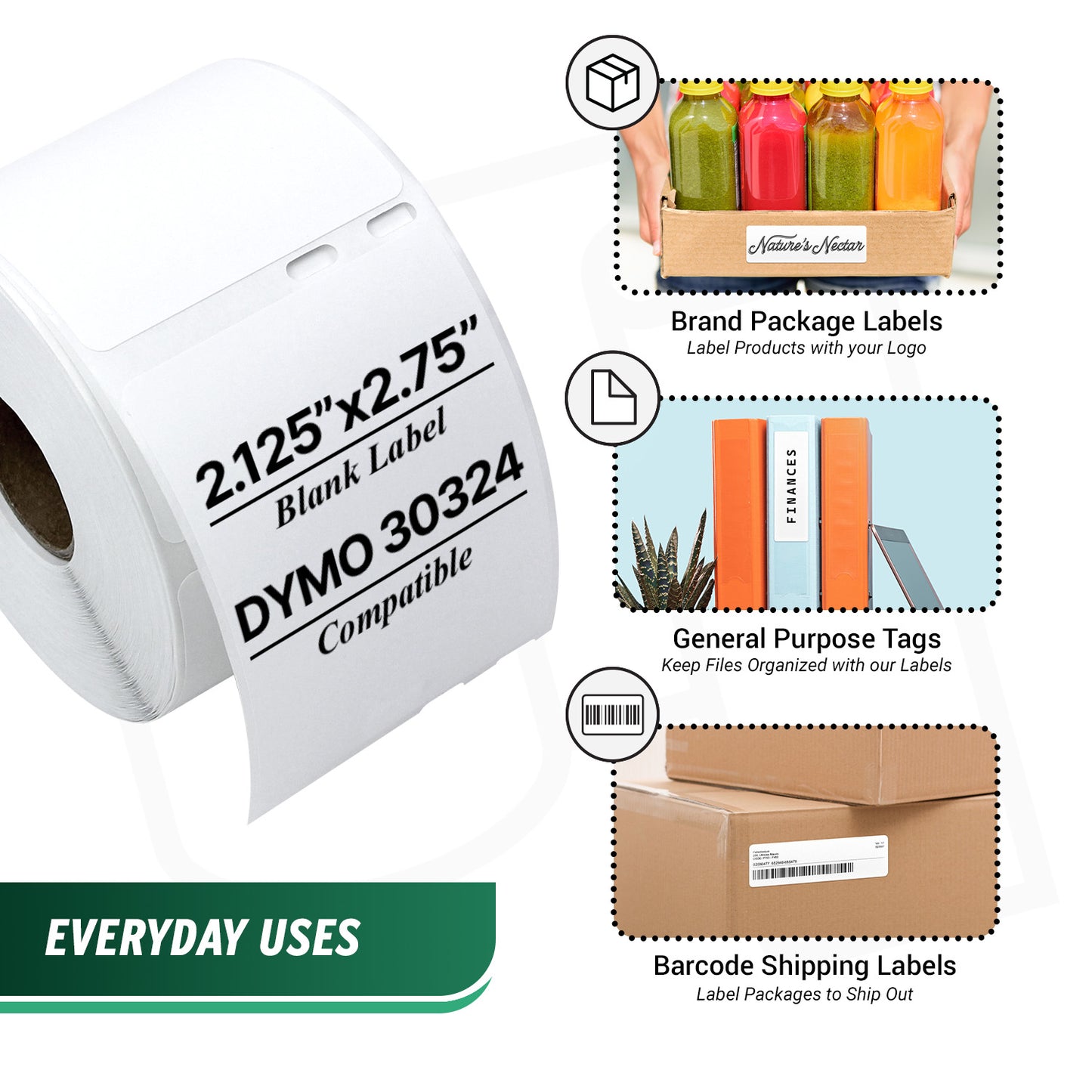 2.13 x 2.75in Veterinary Diskette Labels: Dymo Compatible 30324 / 30258 Bright White