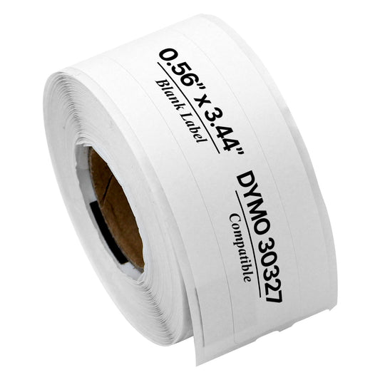 0.56 x 3.44in 1-Up File Folder Labels: Dymo Compatible 30327 Bright White