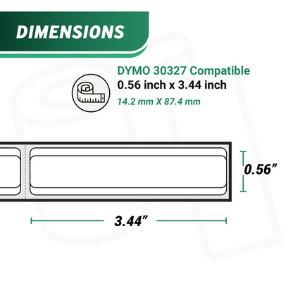 0.56 x 3.44in 1-Up File Folder Labels: Dymo Compatible 30327 Bright White