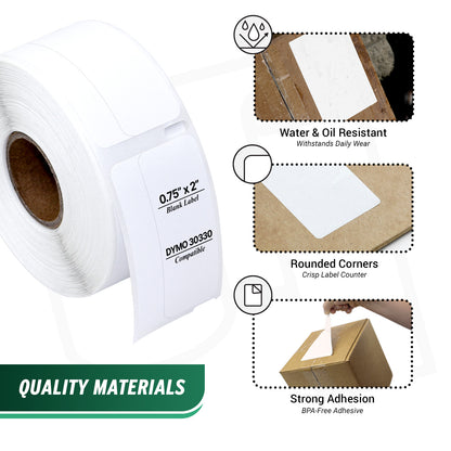 0.75 x 2in Return Address Labels: Dymo Compatible 30330 Bright White
