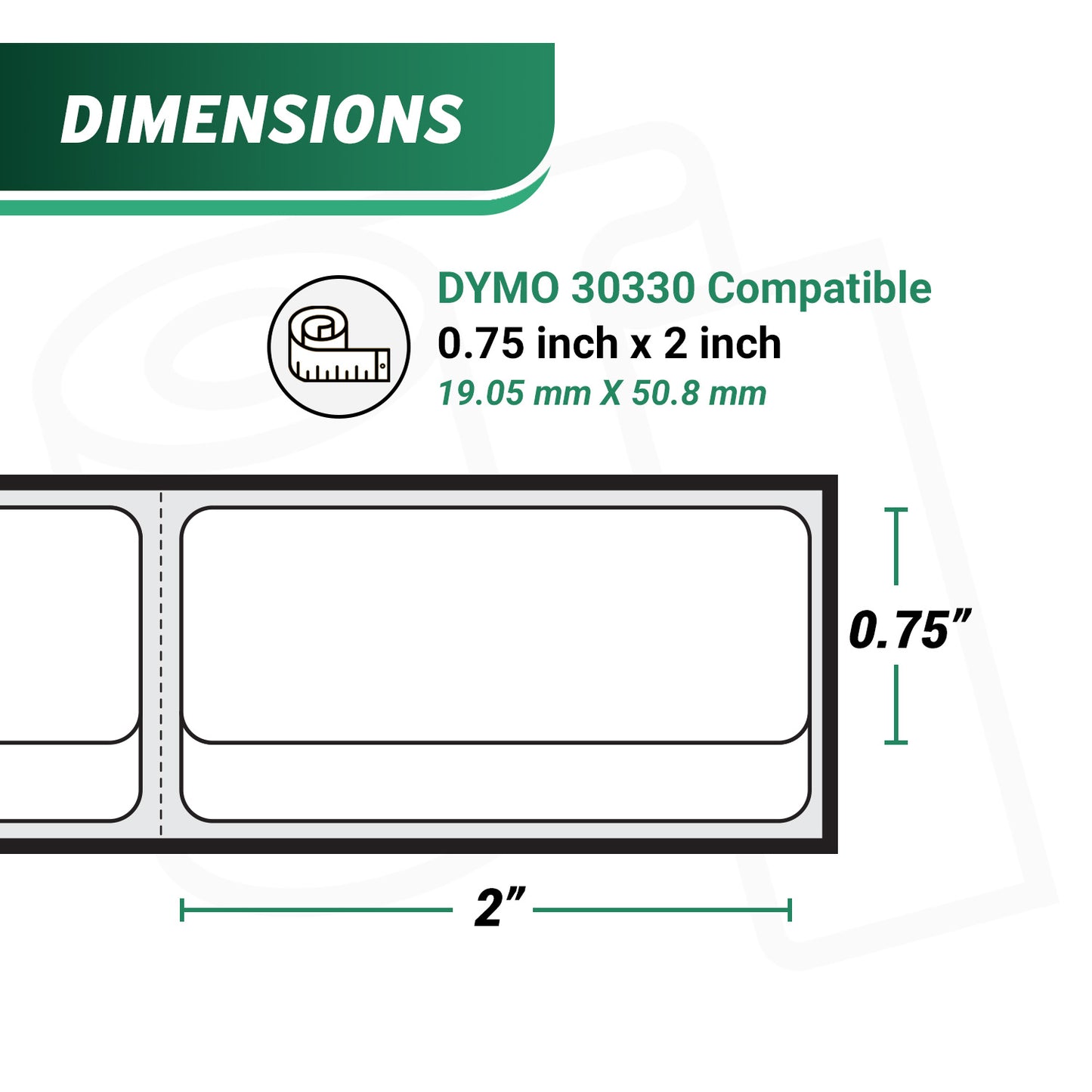 0.75 x 2in Return Address Labels: Dymo Compatible 30330 Bright White