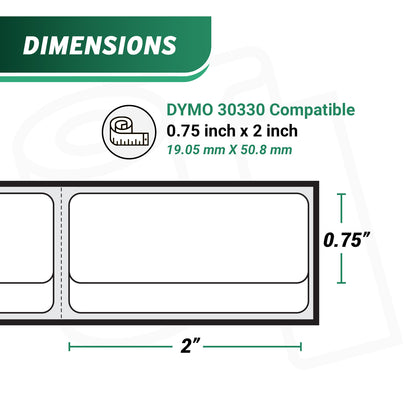 0.75 x 2in Return Address Labels: Dymo Compatible 30330 Bright White