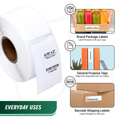 0.75 x 2in Return Address Labels: Dymo Compatible 30330 Bright White