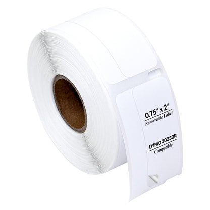 0.75 x 2in Removable Return Address Labels: Dymo Compatible 30330R Bright White