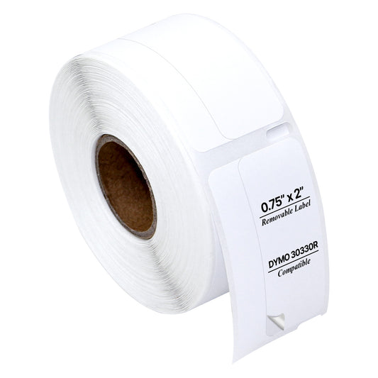 0.75 x 2in Removable Return Address Labels: Dymo Compatible 30330R Bright White