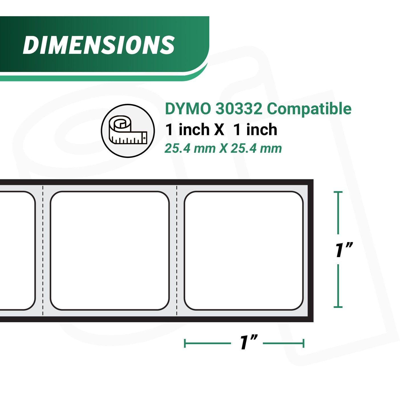 1 x 1in Mini Multipurpose Labels: Dymo Compatible 30332 Bright White