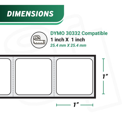 1 x 1in Mini Multipurpose Labels: Dymo Compatible 30332 Bright White