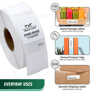 1 x 1in Mini Multipurpose Labels: Dymo Compatible 30332 Bright White