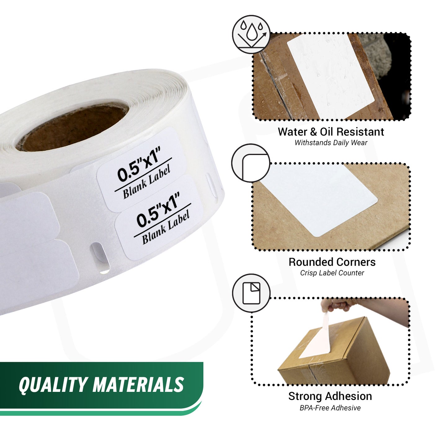 0.5 x 1in Mini Multipurpose Labels: Dymo Compatible 30333 Bright White