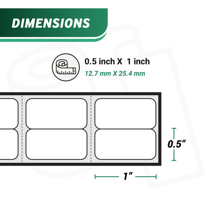 0.5 x 1in Mini Multipurpose Labels: Dymo Compatible 30333 Bright White