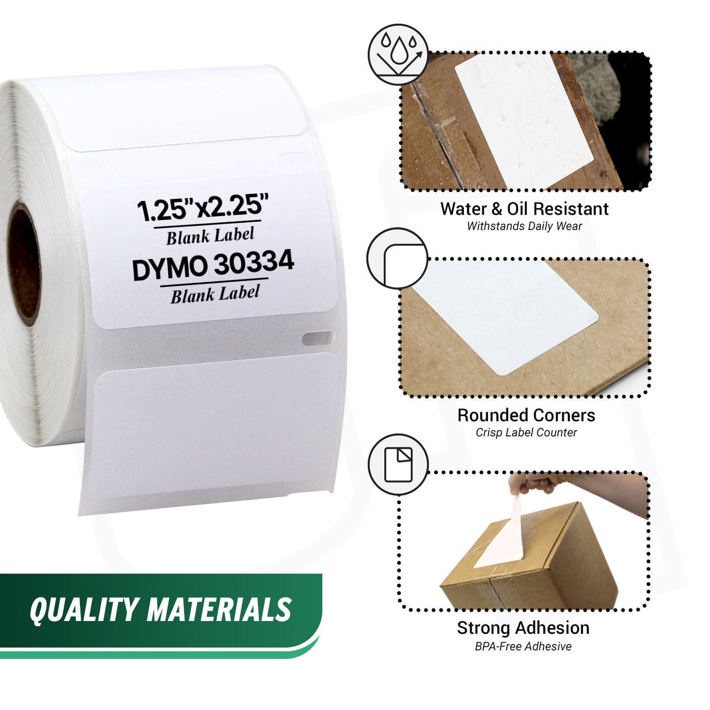 2.25 x 1.25in Multipurpose Labels: Dymo Compatible 30334 Bright White