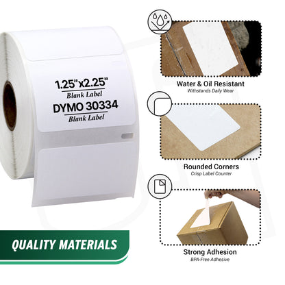 2.25 x 1.25in Multipurpose Labels: Dymo Compatible 30334 Bright White