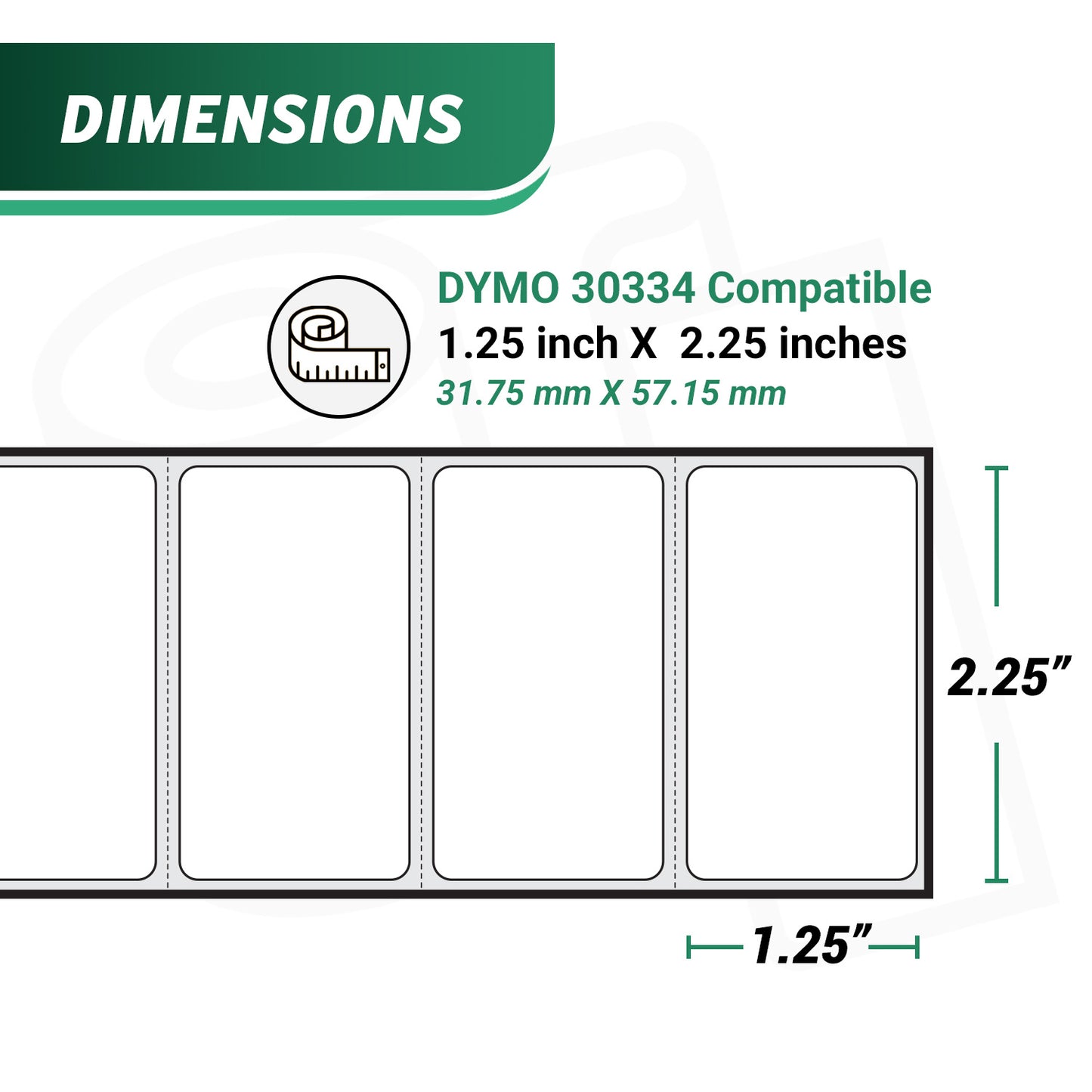 2.25 x 1.25in Multipurpose Labels: Dymo Compatible 30334 Bright White