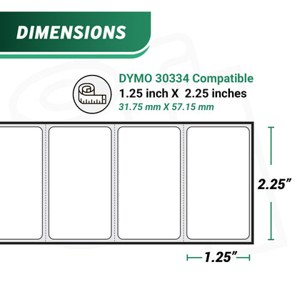 2.25 x 1.25in Multipurpose Labels: Dymo Compatible 30334 Bright White