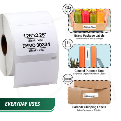 2.25 x 1.25in Multipurpose Labels: Dymo Compatible 30334 Bright White