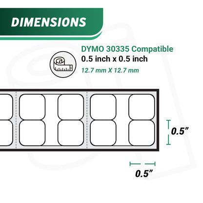0.5 x 0.5in Mini Multipurpose Labels: Dymo Compatible 30335 Bright White