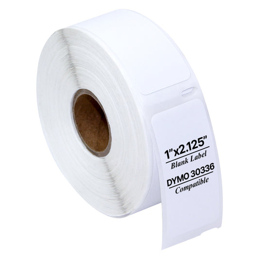 1 x 2.13in Small Multipurpose Labels: Dymo Compatible 30336 Bright White