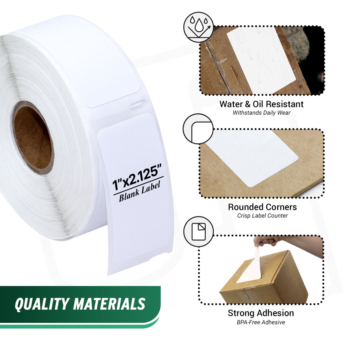 1 x 2.125in Multipurpose Labels: DYMO 30336 Printer Compatible (72 Rolls)