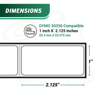 1 x 2.13in Small Multipurpose Labels: Dymo Compatible 30336 Bright White