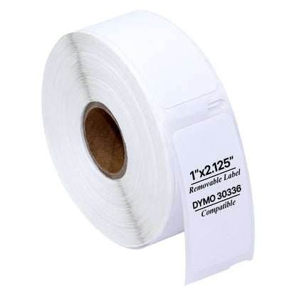 1 x 2.13in Removable Small Multipurpose Labels: Dymo Compatible 30336R Bright White