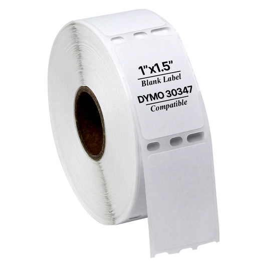 1 x 1.5in Book Spine Labels: Dymo Compatible 30347 Bright White