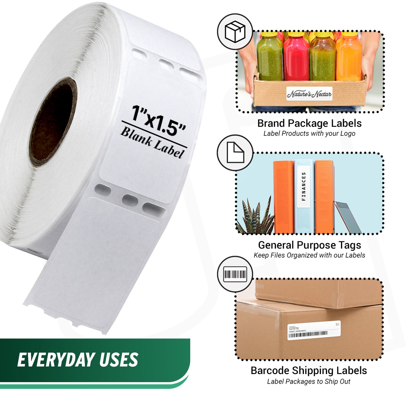 1 x 1.5in Book Spine Labels: DYMO 30347 Printer Compatible (16 Rolls)
