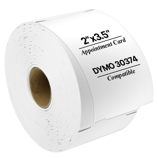 2 x 3.5in Appointment Cards: Dymo Compatible 30374 Plastic Poly Label