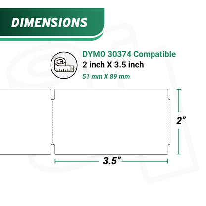 2 x 3.5in Appointment Cards: Dymo Compatible 30374 Plastic Poly Label