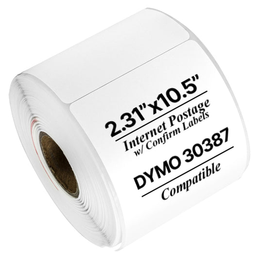 2.31 x 10.5in Internet Postage Labels: Dymo Compatible 30387 Bright White