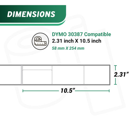 2.31 x 10.5in Internet Postage Labels: Dymo Compatible 30387 Bright White