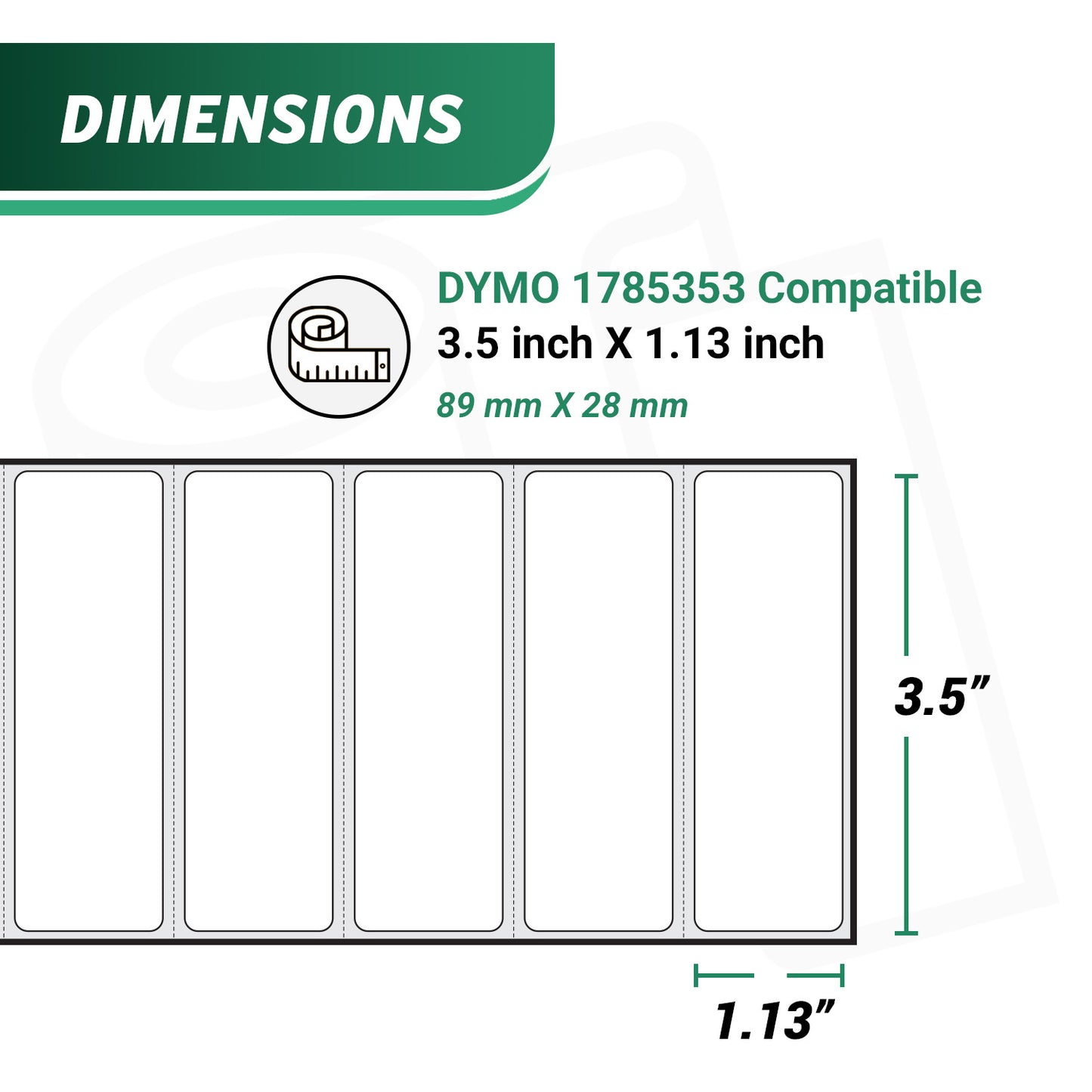 3.5 x 1.13in 4XL High Capacity Address Labels: Dymo Compatible 1785353 Bright White