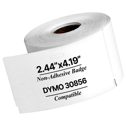 2.44 x 4.19in Non-Adhesive Name Badge Labels: Dymo Compatible 30856 Bright White