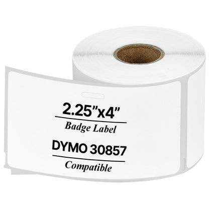 2.25 x 4in Permanent Adhesive Name Badge Labels: Dymo Compatible 30857 Bright White
