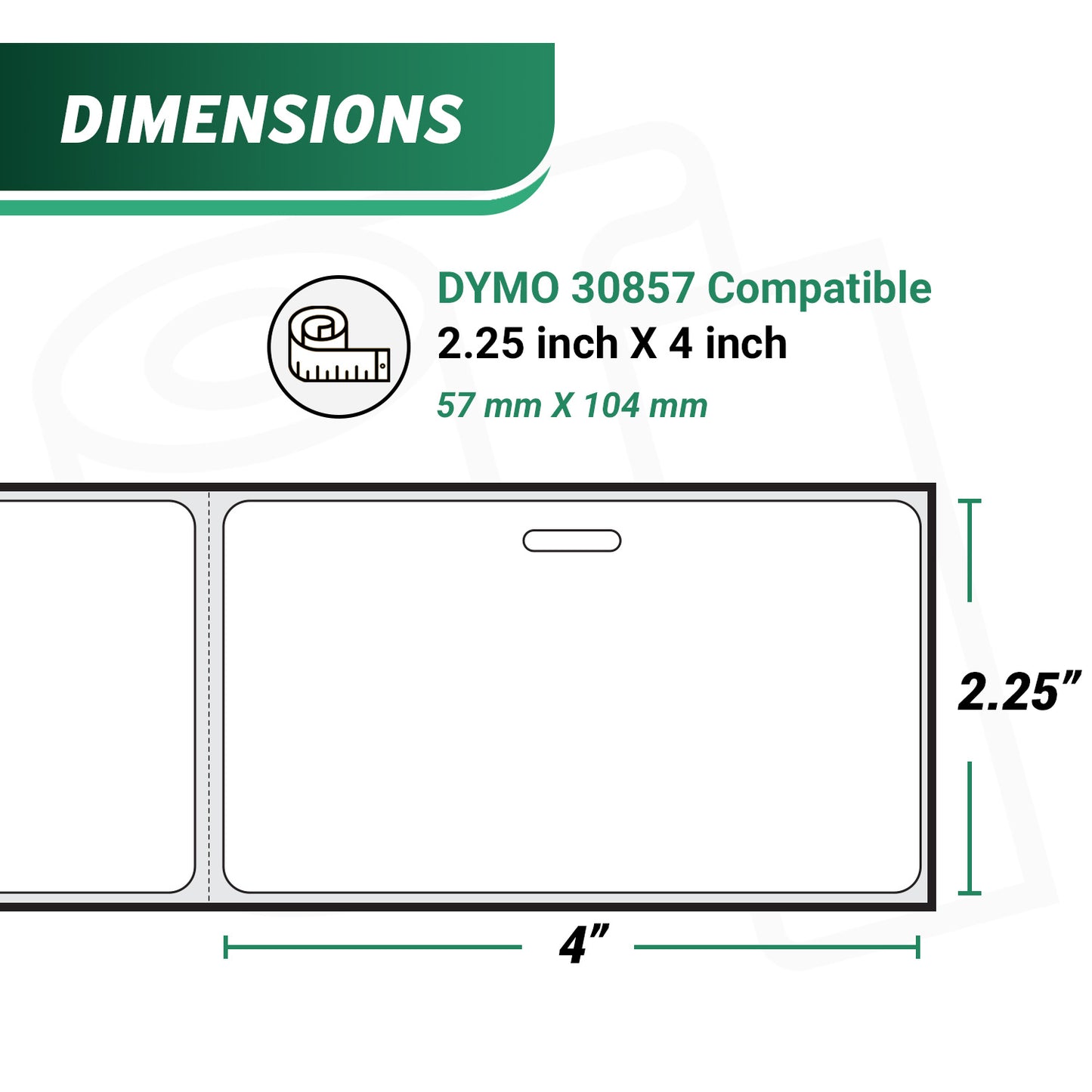 2.25 x 4in Permanent Adhesive Name Badge Labels: Dymo Compatible 30857 Bright White