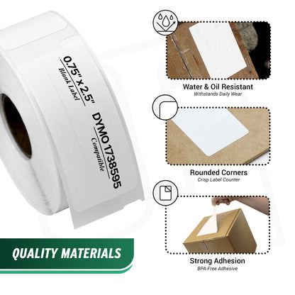 0.75 x 2.5in UPC Barcode Labels: Dymo Compatible 1738595 Bright White