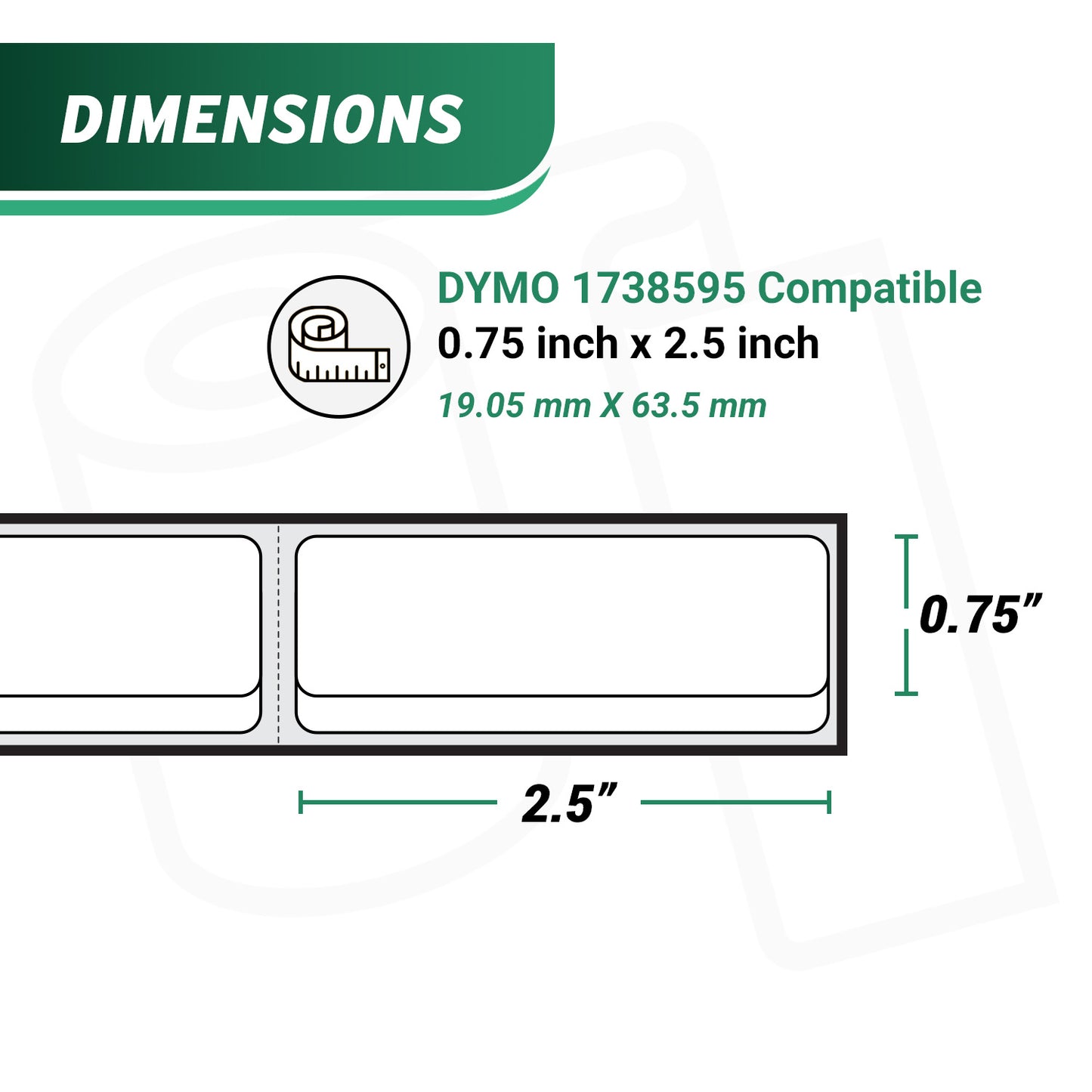 0.75 x 2.5in UPC Barcode Labels: Dymo Compatible 1738595 Bright White
