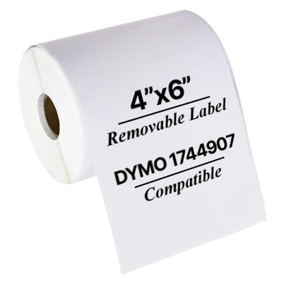 4 x 6in Removable 4XL Shipping Labels: Dymo Compatible 1744907R Bright White